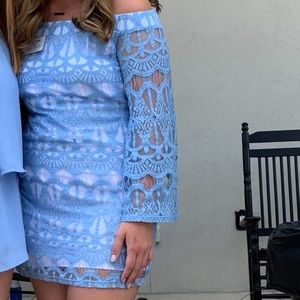 Top Stitch Powder Blue Lace Dress
